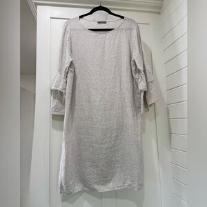 Piazza Del Tempio Light Oat Ruffle Sleeve Dress